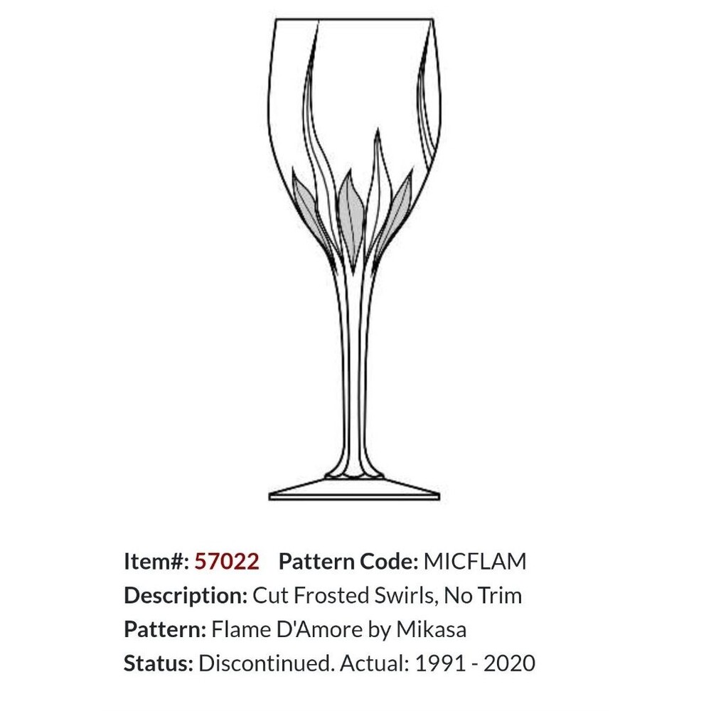 Set Of 5 Mikasa Flame D'Amore Water Goblets Glasses Wine 9" Discontinued - Picture 13 of 14